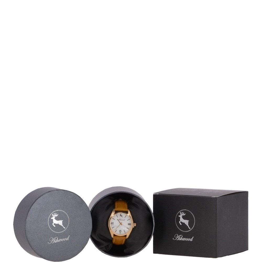 Womens Croc Leather Watch With Mother Of Pearl Face Mustard: AW-0011 Poly - Image 5