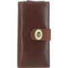 Women's Leather Long Purse With Turnlock, Zip Pocket & Card Slots Brown: V-91