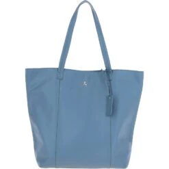 Womens Long Handle Leather Shopper Bag Denim: 62320