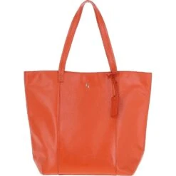 Womens Long Handle Leather Shopper Bag Mandarin: 62320