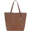 Womens Long Handle Leather Shopper Bag Tan: 62320