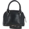 Womens Small Leather Tote Bag Black: T-82