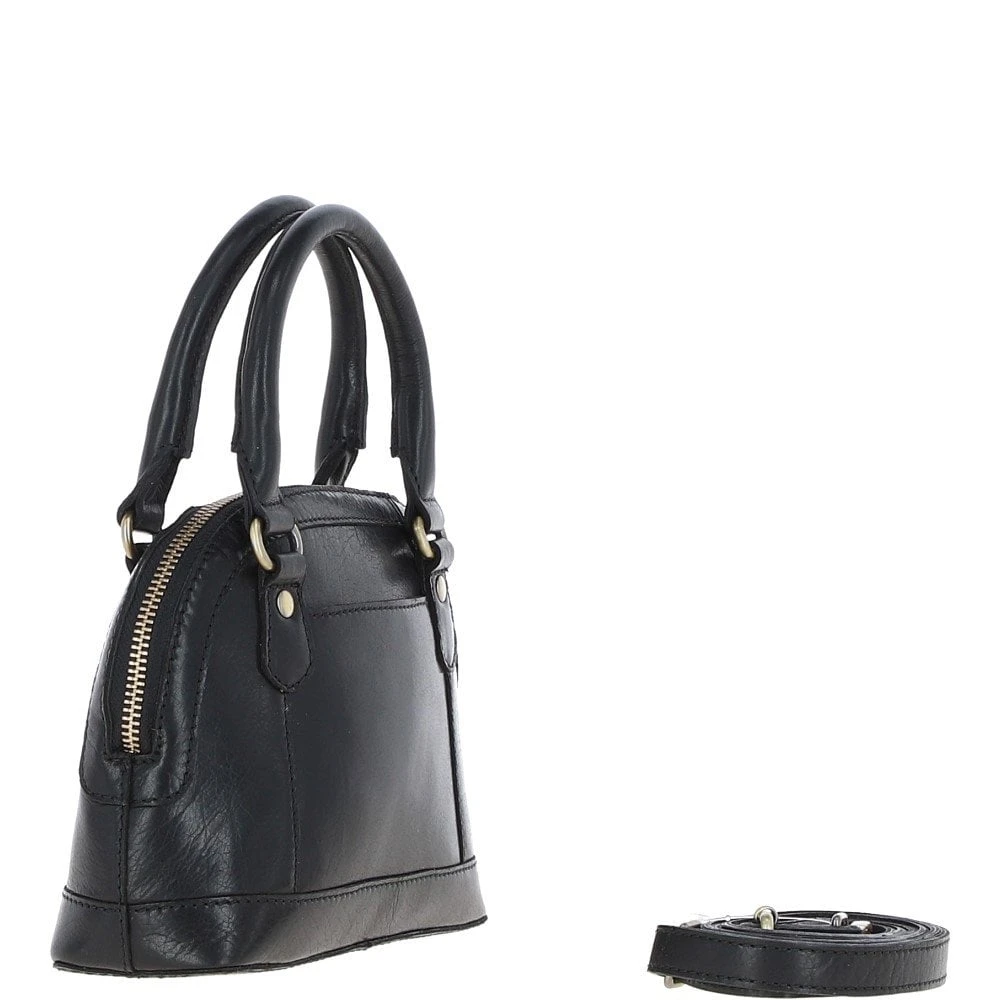 Womens Small Leather Tote Bag Black: T-82 - Image 4