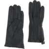 Women's Zip And Stitch Detail Leather Gloves Black: 896