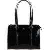 Zip Top Patent Leather Handbag Black: A4 Buckle