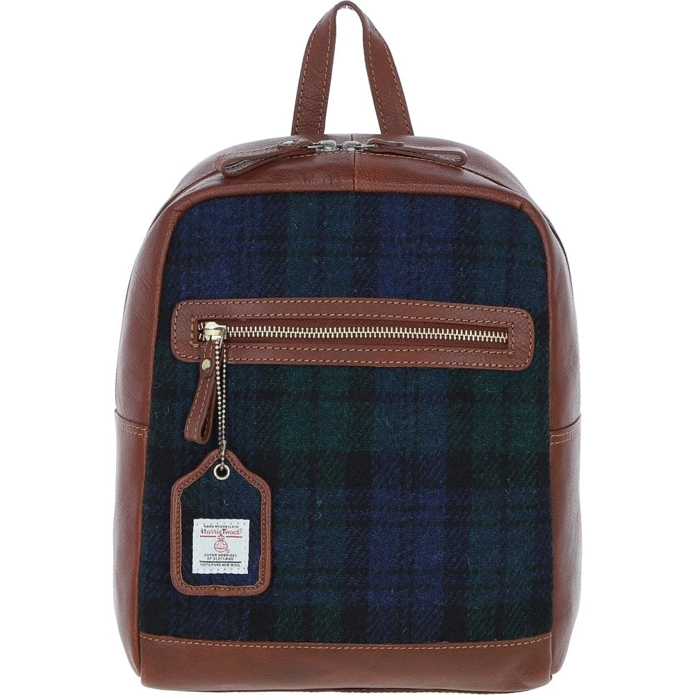 Authentic Leather & Harris Tweed Backpack Tan/Watch: TW-28-04-TW