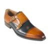 Men's Monk Strap Shoes Tan/Navy: LC LOMBARDY