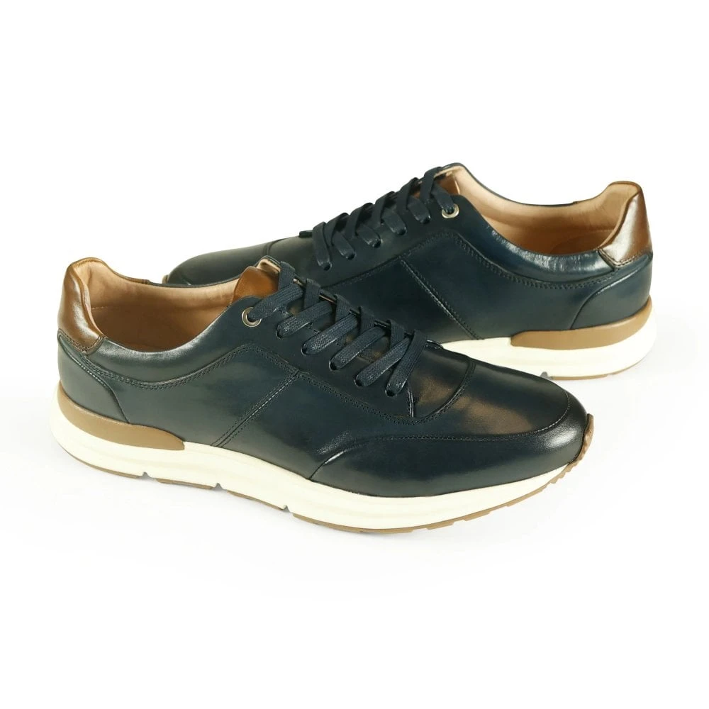 Men's Premium Leather Trainer Navy: LC CALABRIA - Image 2