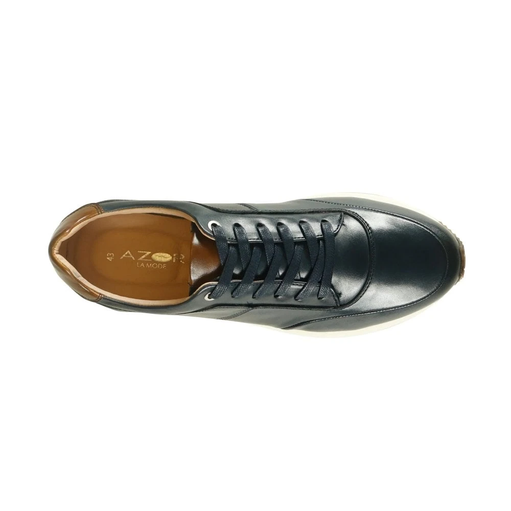 Men's Premium Leather Trainer Navy: LC CALABRIA - Image 3