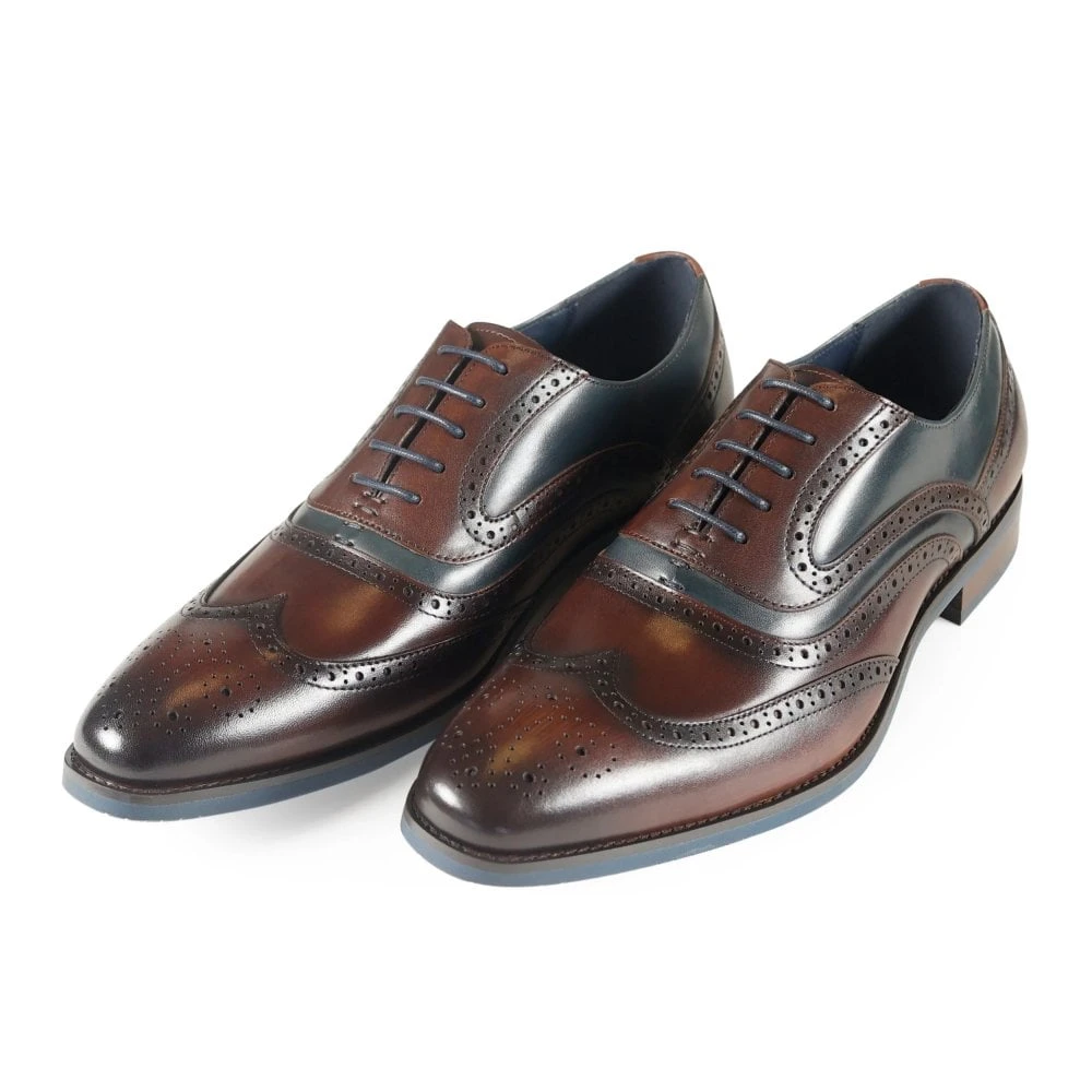 Men's Two Tone Leather Brogue's Brown/Navy: LC WEBSTER - Image 2