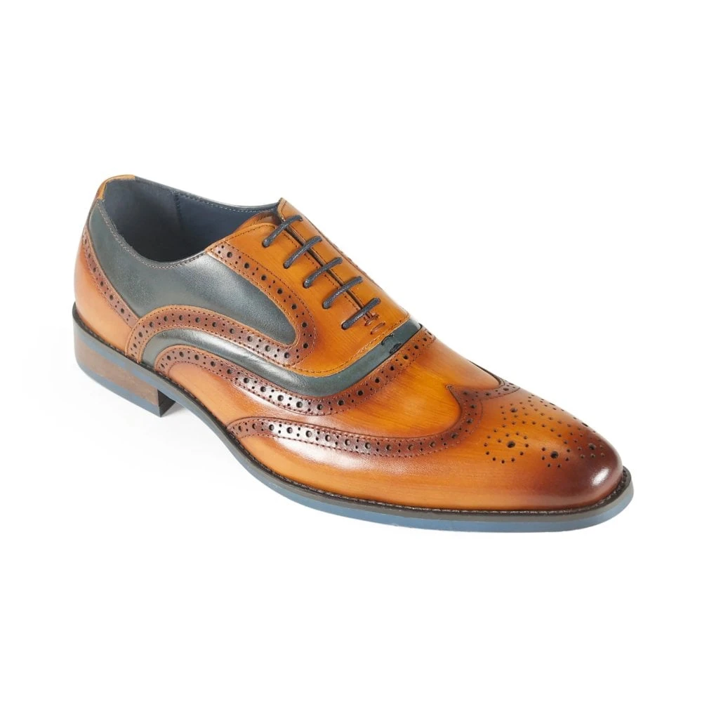 Men's Two Tone Leather Brogue's Tan/Navy: LC WEBSTER