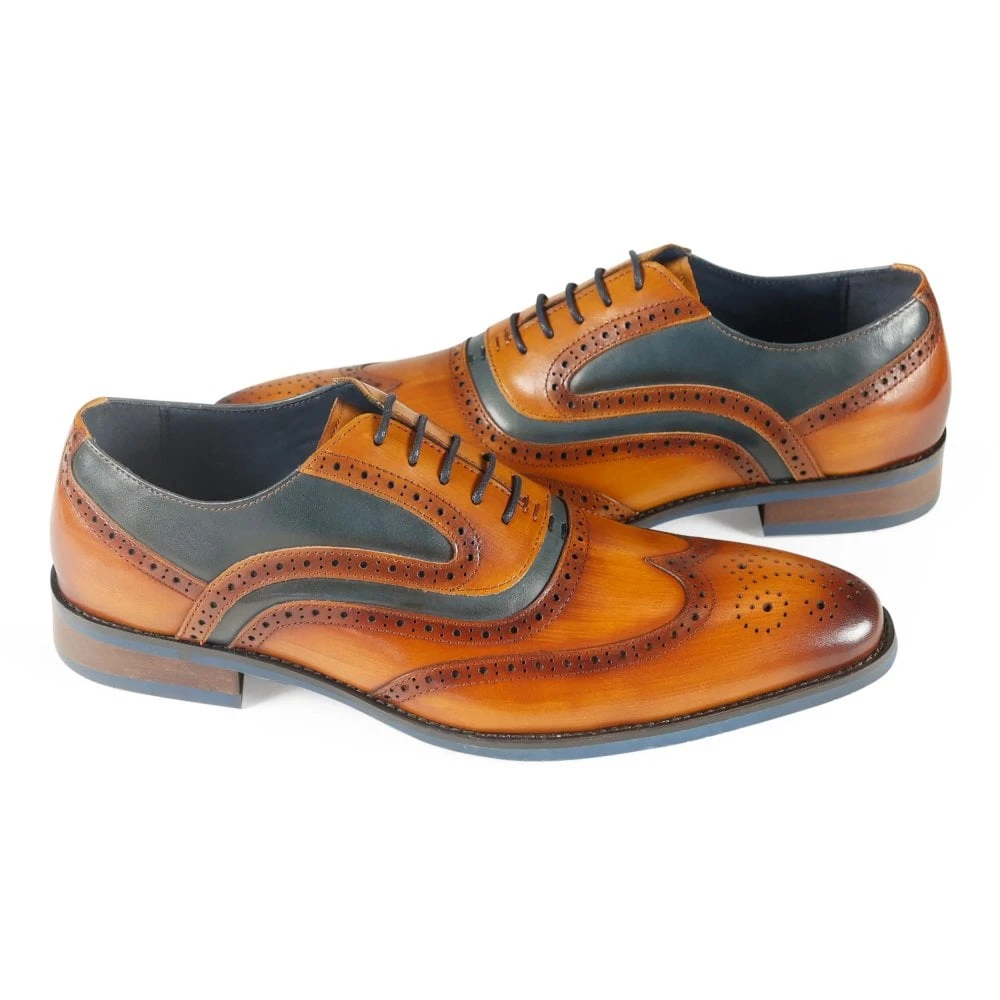 Men's Two Tone Leather Brogue's Tan/Navy: LC WEBSTER - Image 2