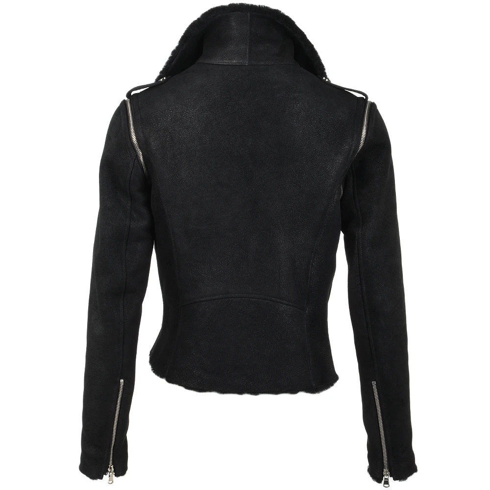 Belted Biker 2-in-1 Biker Pilot Jacket Black/snu : Luna - Image 5