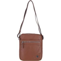 Leather Men's Crossbody Bag Tan: 64405