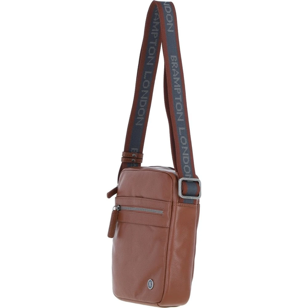 Leather Men's Crossbody Bag Tan: 64405 - Image 2