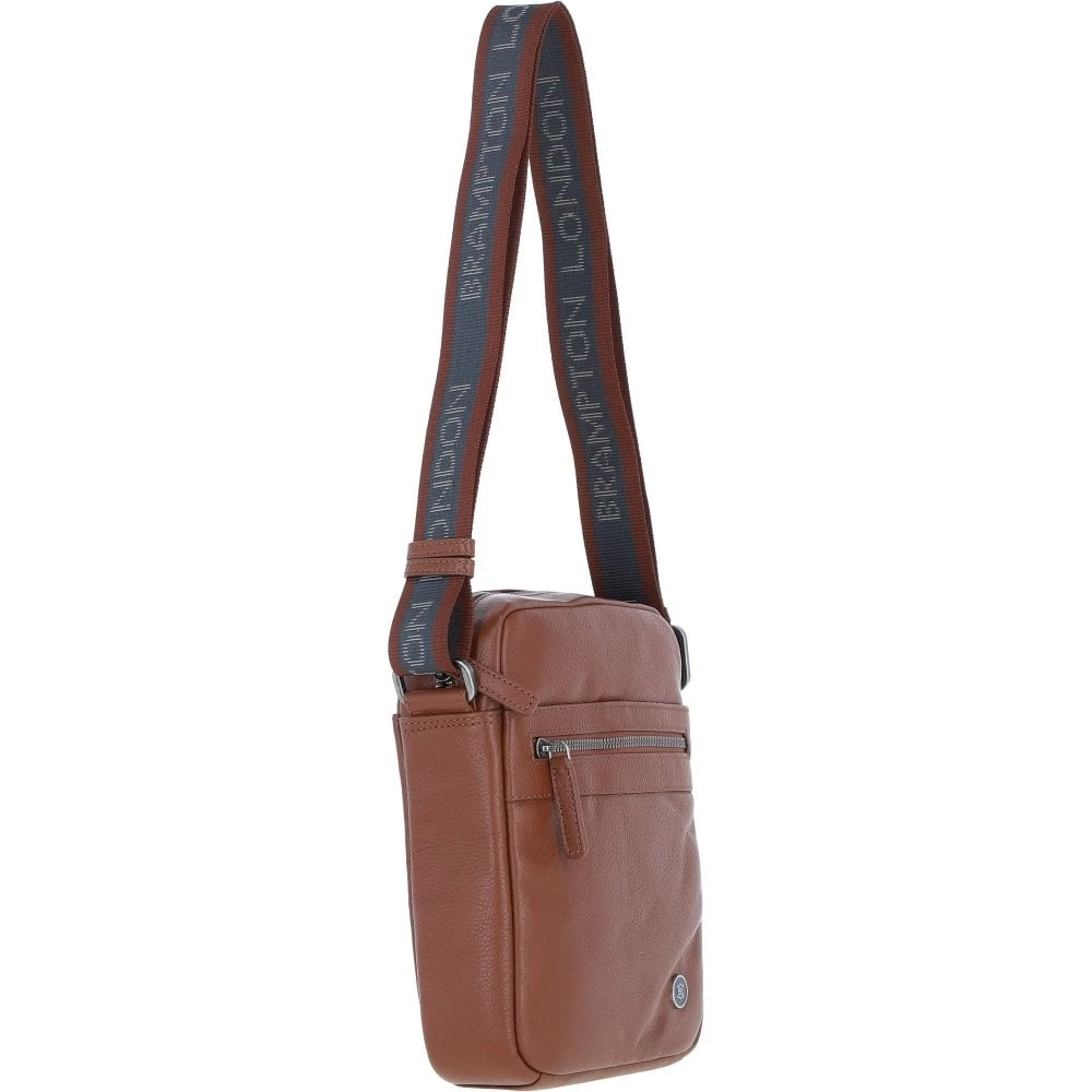 Leather Men's Crossbody Bag Tan: 64405 - Image 4