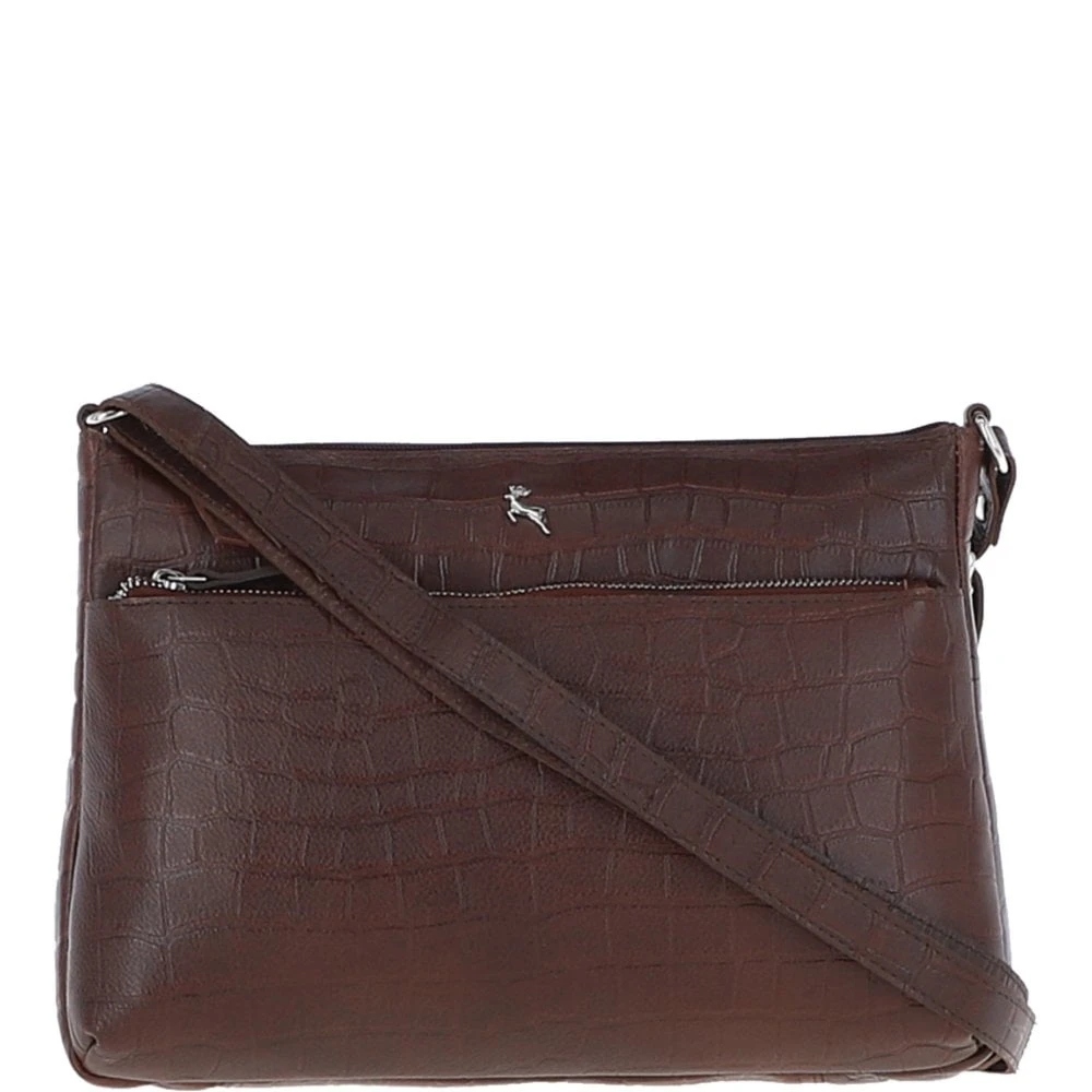 Bridge Croc Print Leather Shoulder Bag Brandy/croc: MC2 - Image 2