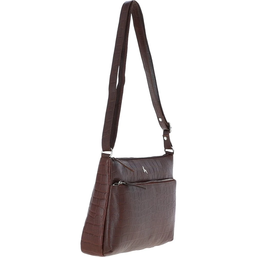 Bridge Croc Print Leather Shoulder Bag Brandy/croc: MC2 - Image 7
