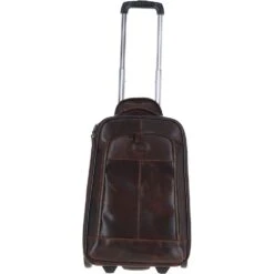 Cabin Size Columbian Leather Weekend Trolley Brown : 8148
