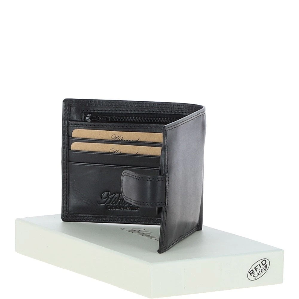 Classic 3 Card & ID Billfold Tab Wallet Leather Wallet Black : 1222-VT - Image 2