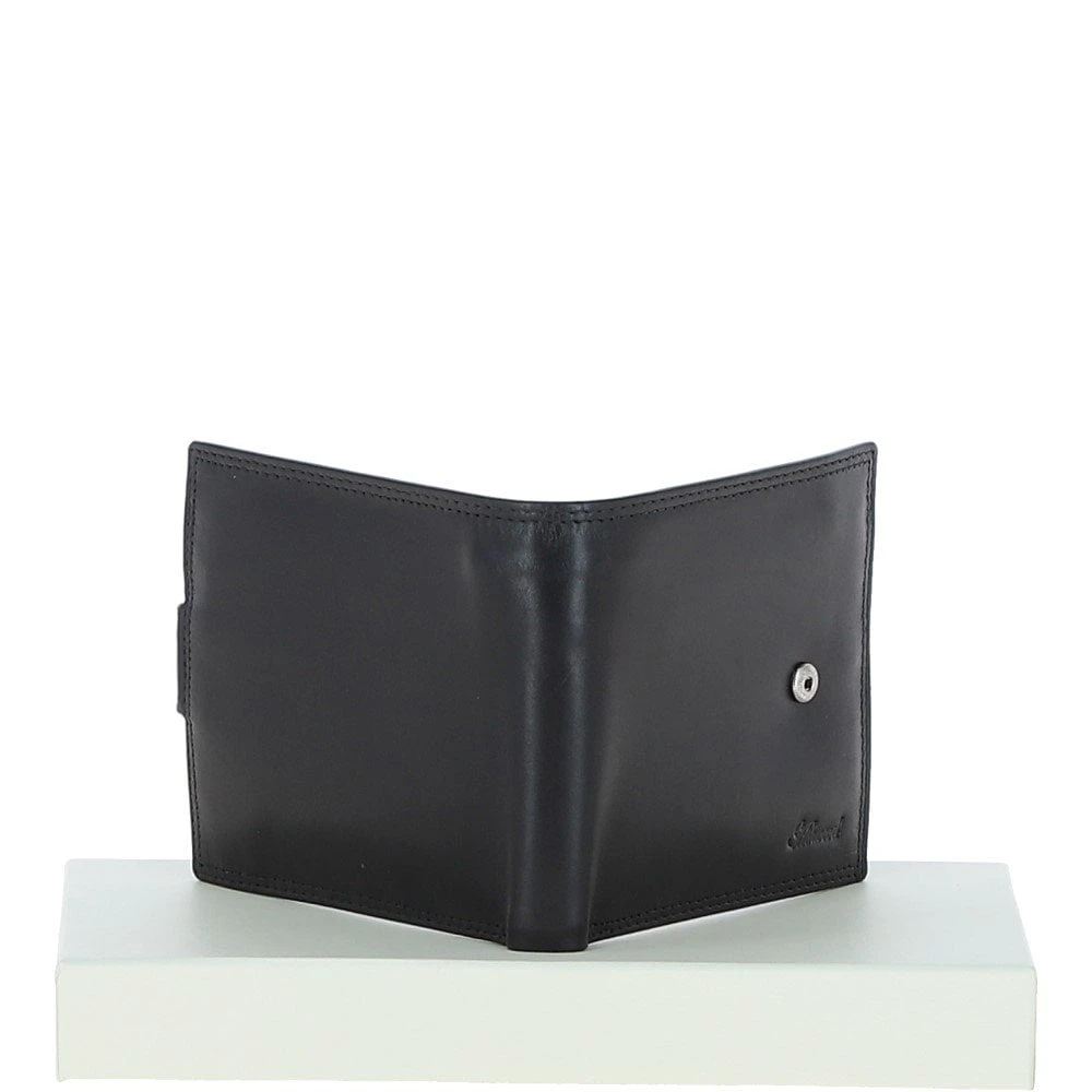 Classic 3 Card & ID Billfold Tab Wallet Leather Wallet Black : 1222-VT - Image 3