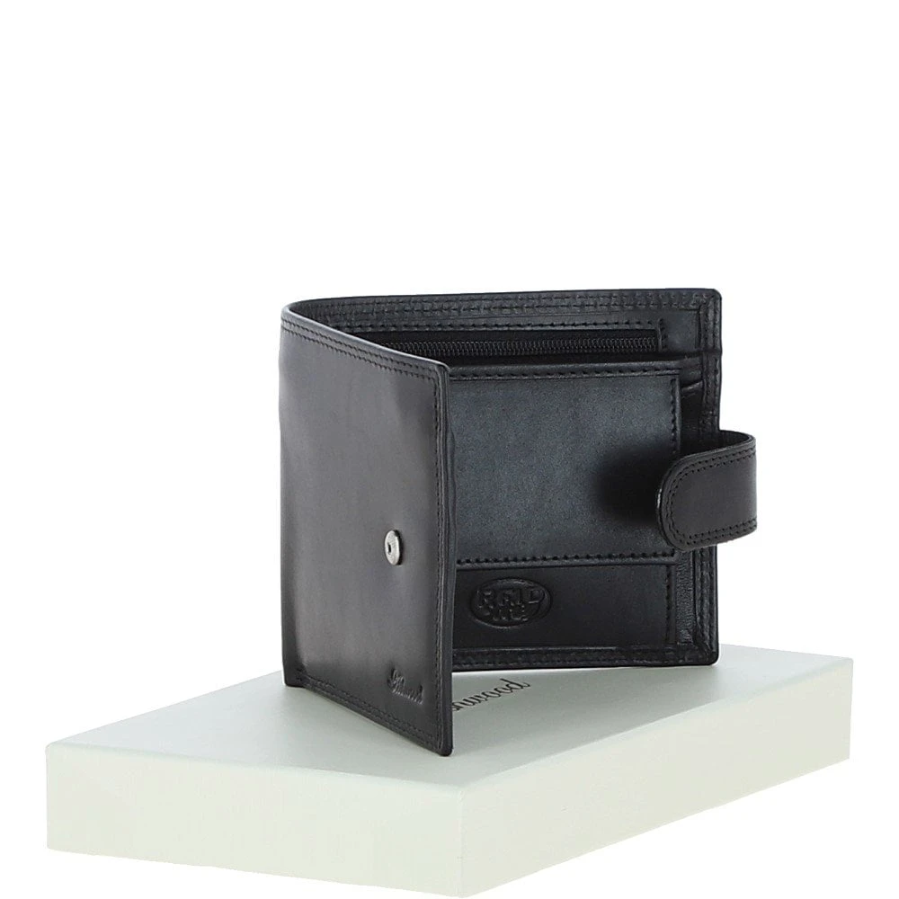 Classic 3 Card & ID Billfold Tab Wallet Leather Wallet Black : 1222-VT - Image 4