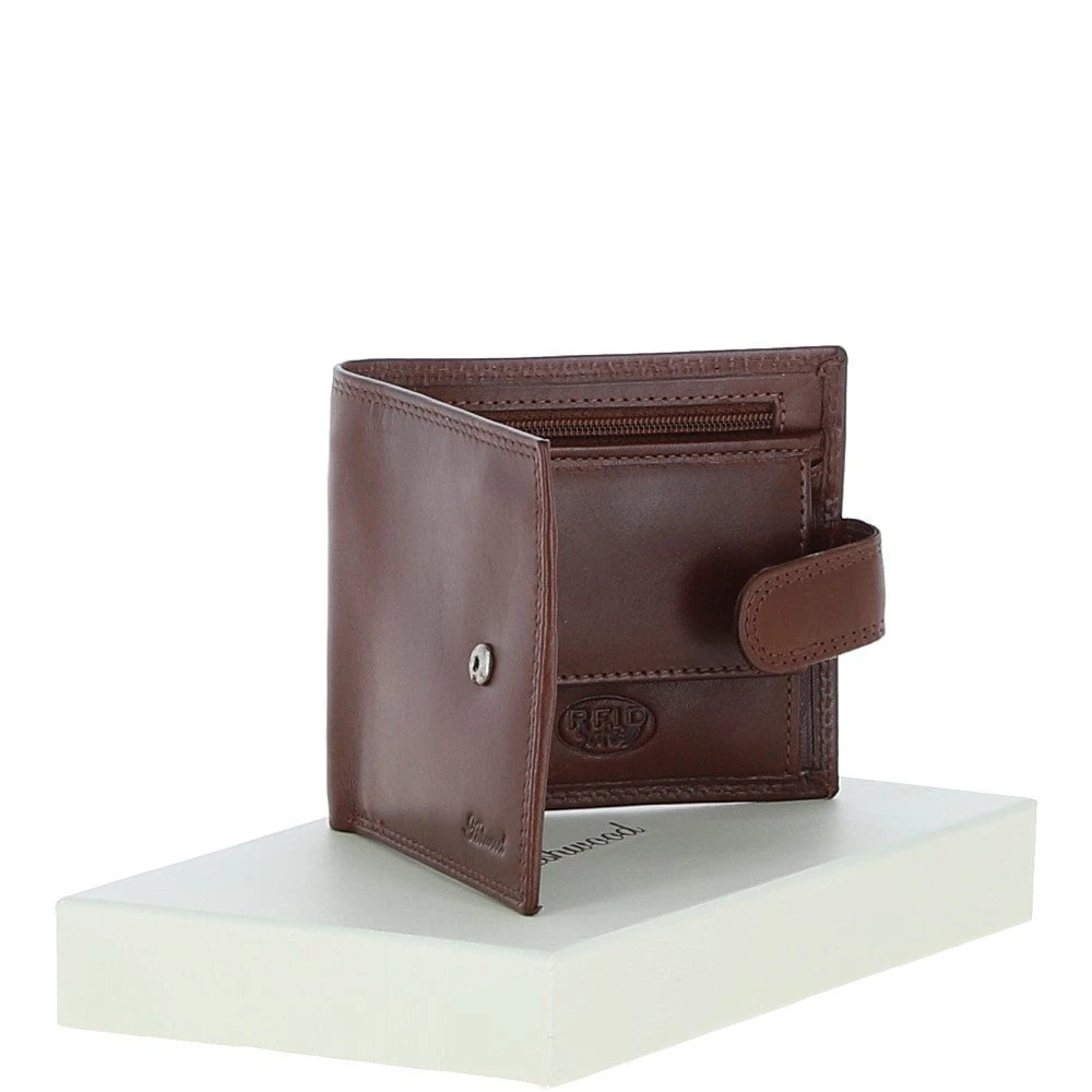 Classic 3 Card & ID Billfold Tab Wallet Leather Wallet Tan : 1222-VT - Image 4