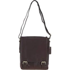 Classic A4 Leather Flap-Over Messenger Bag Brandy: Q-43