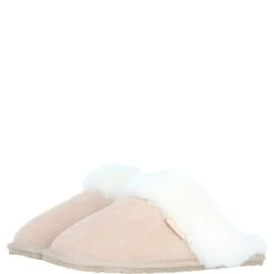 Classic Ladies Suede Sheepskin Slippers Beige