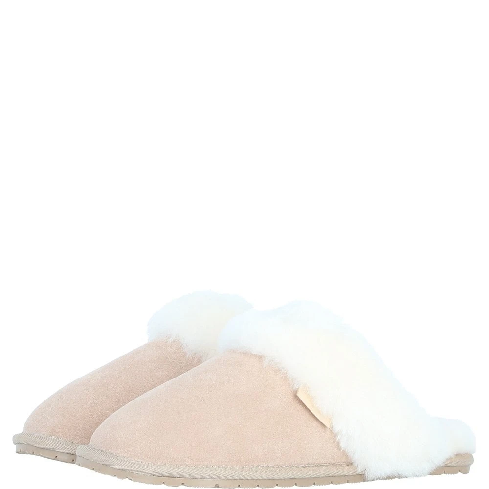 Classic Ladies Suede Sheepskin Slippers Beige