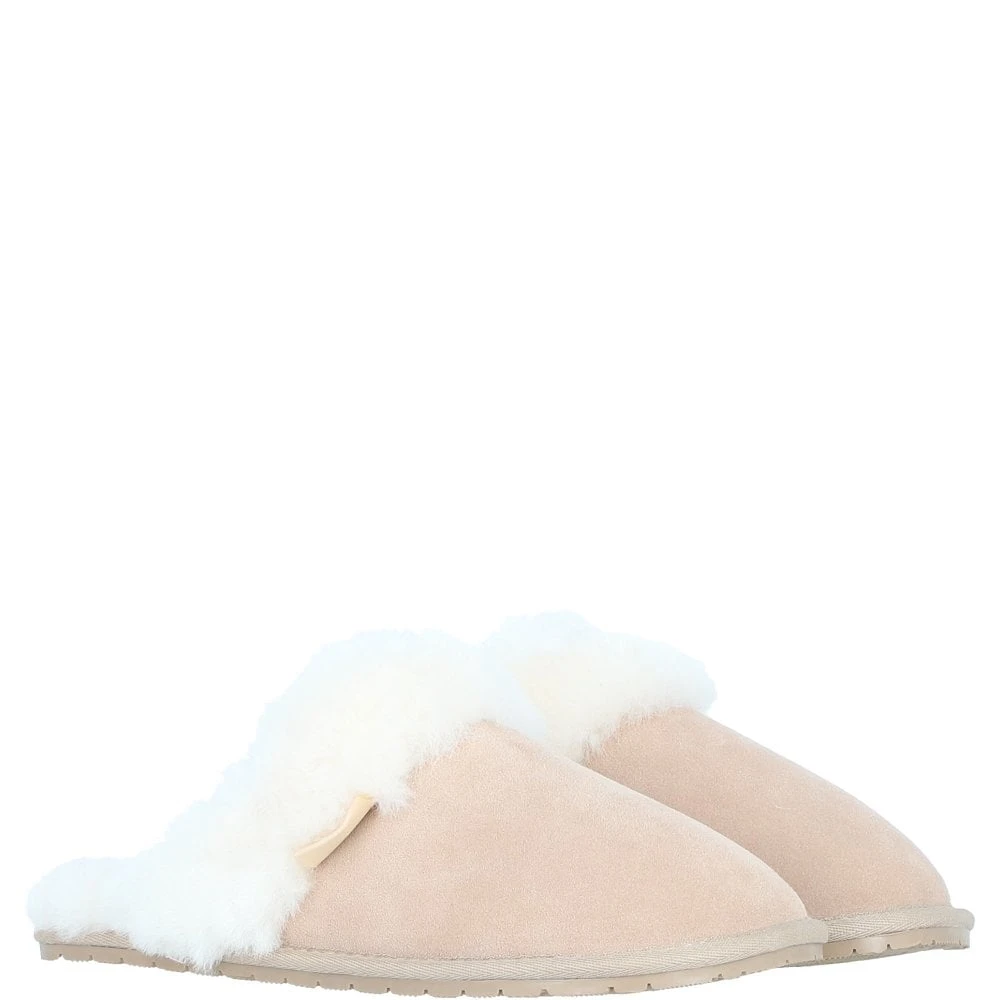 Classic Ladies Suede Sheepskin Slippers Beige - Image 3