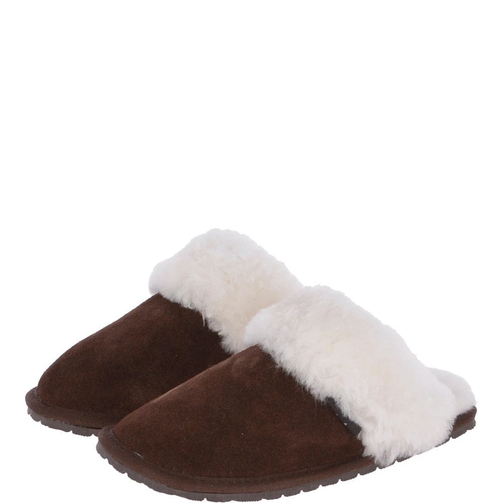 Classic Ladies Suede Sheepskin Slippers Brown