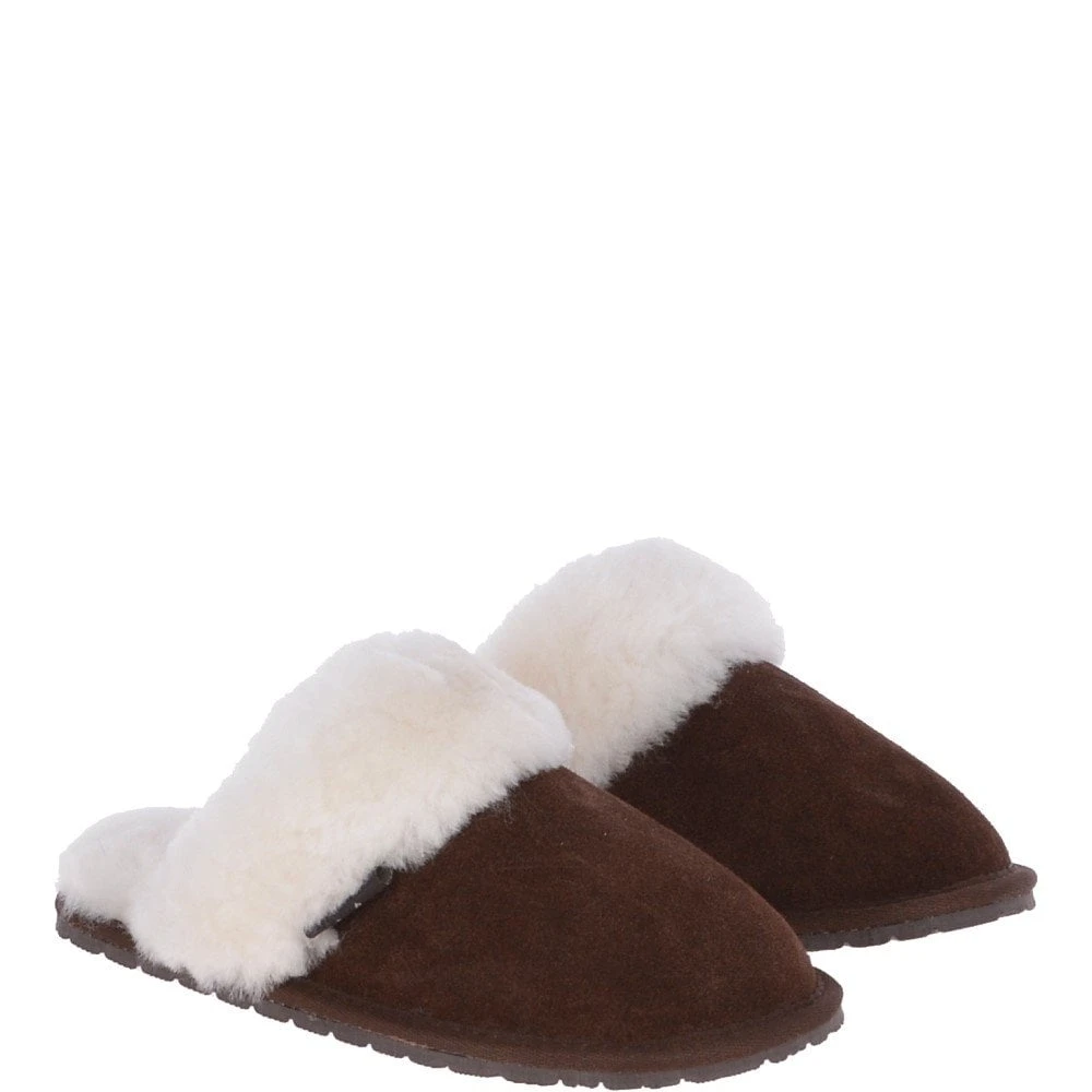 Classic Ladies Suede Sheepskin Slippers Brown - Image 4