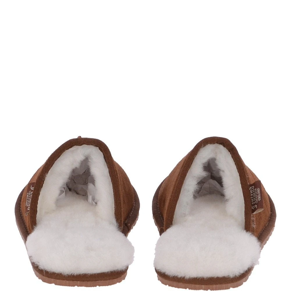Classic Mens Suede Sheepskin Slippers Chestnut - Image 2