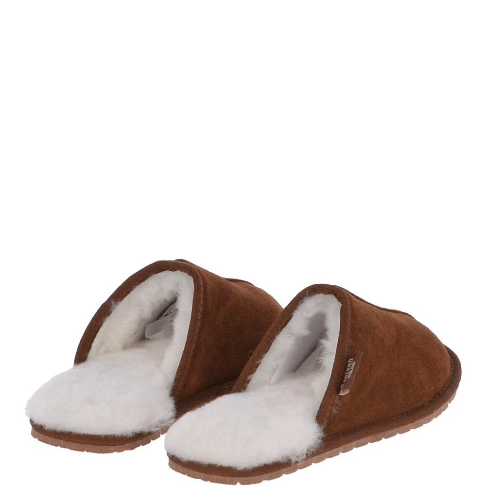 Classic Mens Suede Sheepskin Slippers Chestnut - Image 3