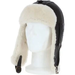 Classic Sheepskin Leather Pilot Hat Brn/white: Belmont