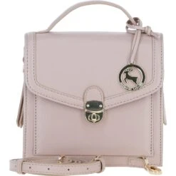 Compact Handbag With Detachable Crossbody Strap Beige: Y-54