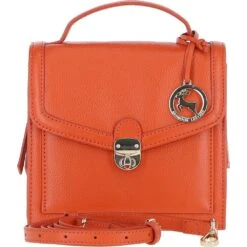 Compact Handbag With Detachable Crossbody Strap Orange: Y-54