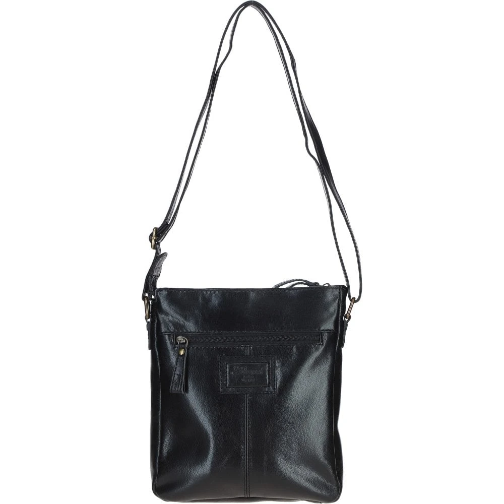 Compact Leather Messenger Bag With Front Buckle Pocket Black: TL-005 - Image 4