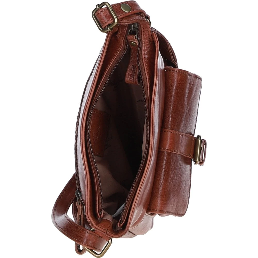 Compact Leather Messenger Bag With Front Buckle Pocket Bridge: TL-005 - Image 2
