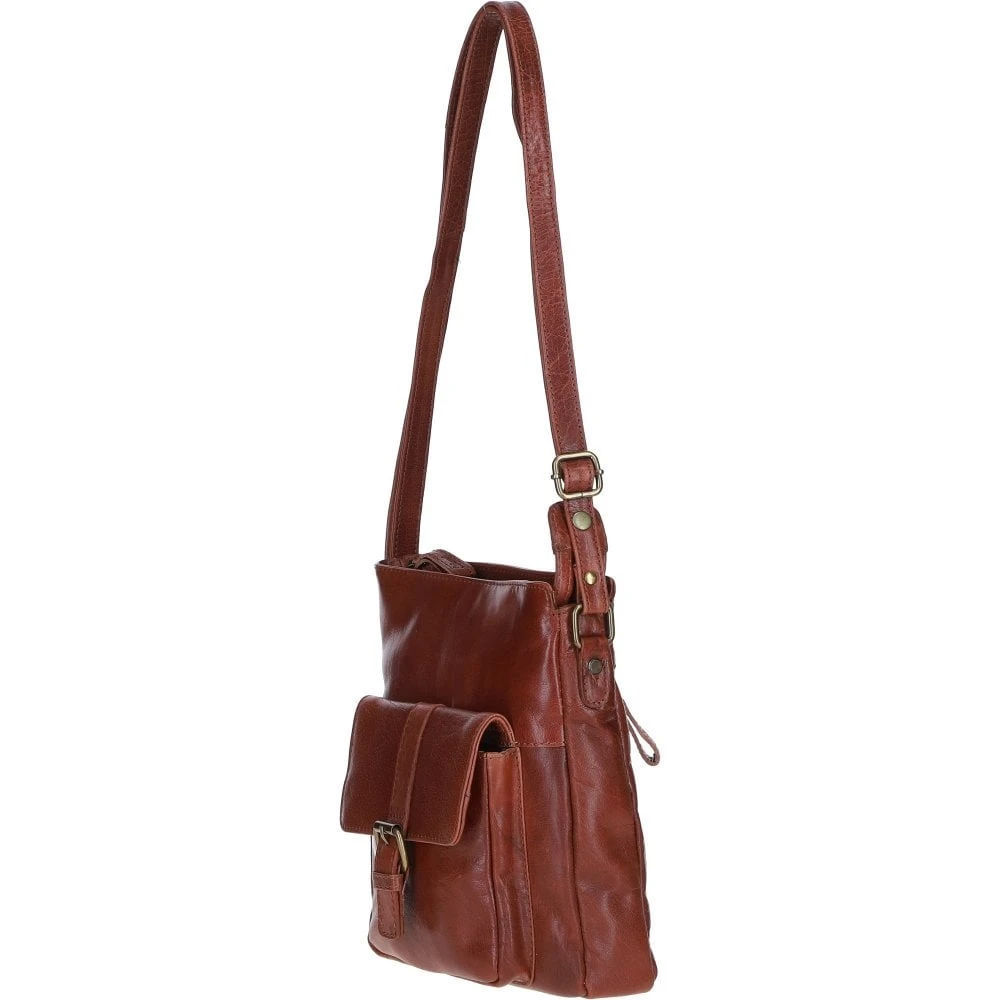 Compact Leather Messenger Bag With Front Buckle Pocket Bridge: TL-005 - Image 3