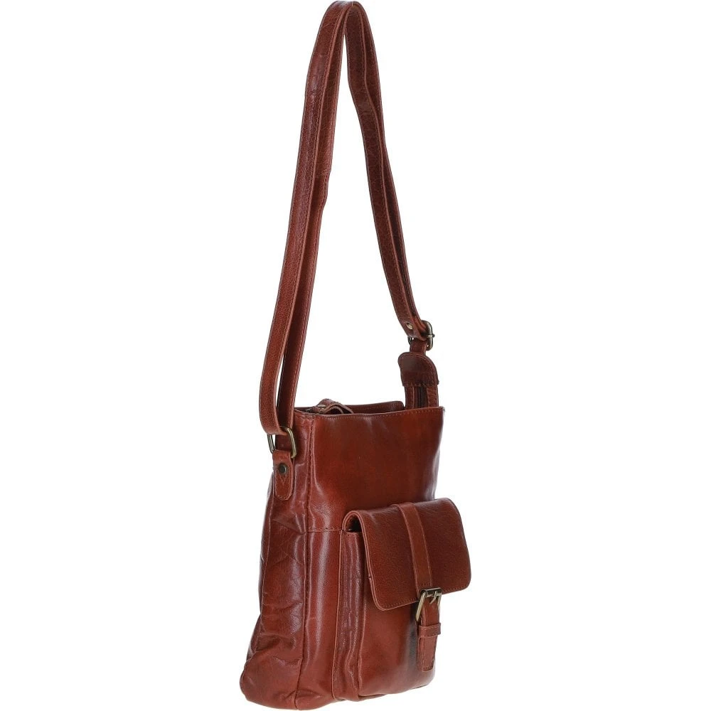 Compact Leather Messenger Bag With Front Buckle Pocket Bridge: TL-005 - Image 5