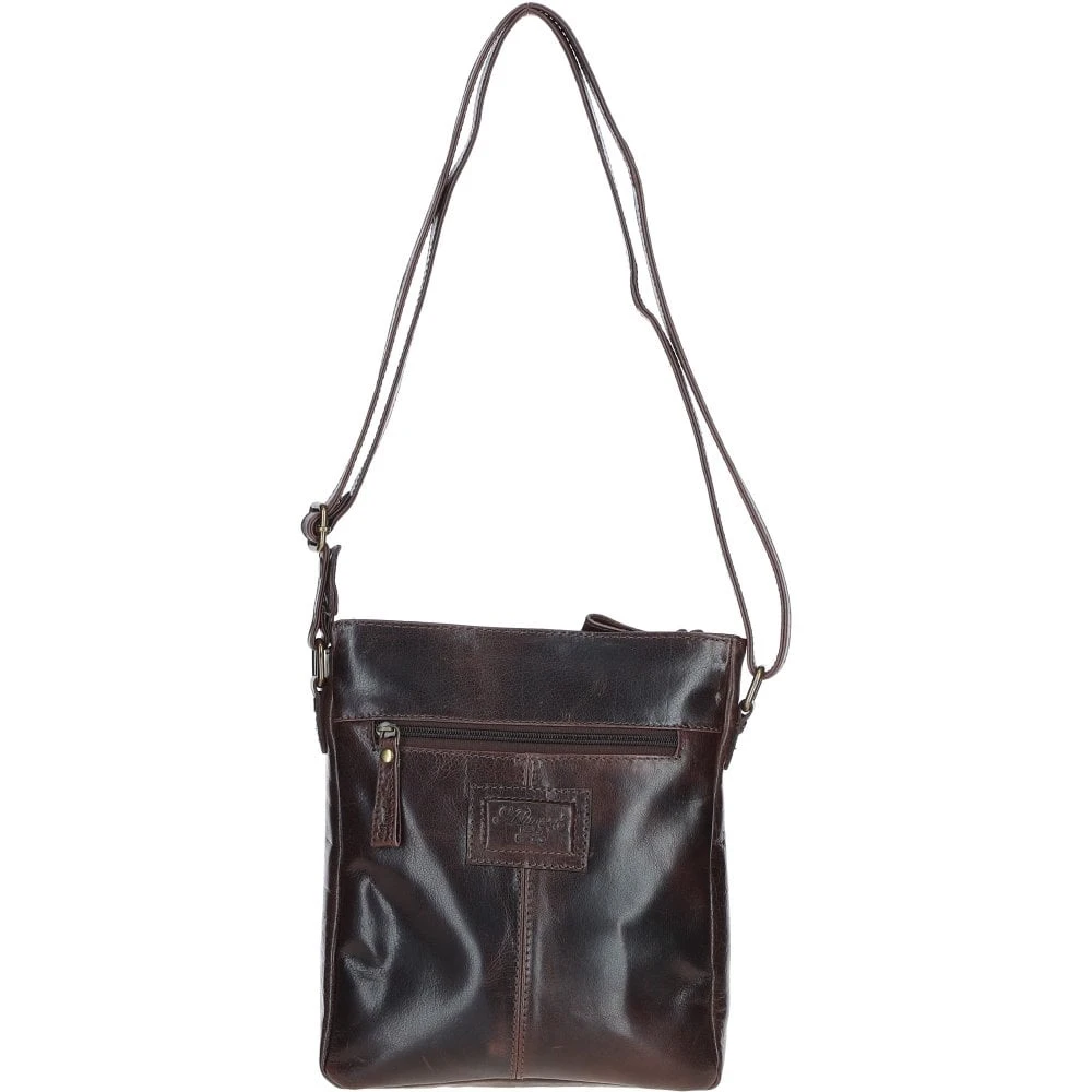 Compact Leather Messenger Bag With Front Buckle Pocket Brown: TL-005 - Image 4