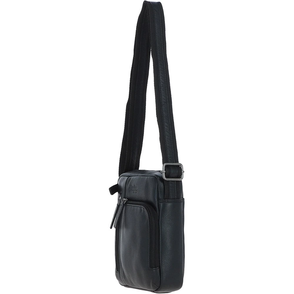 Compact Travel Messenger Bag With Multiple Zip Pockets And Adjustable Strap Black: MADRID - Image 3