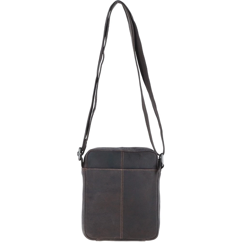 Compact Travel Messenger Bag With Multiple Zip Pockets And Adjustable Strap Brown: MADRID - Image 4