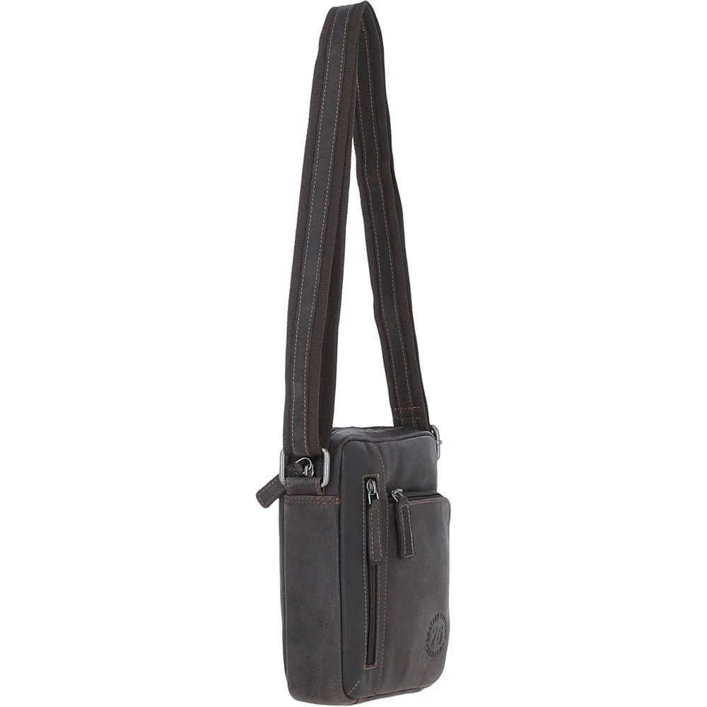 Compact Travel Messenger Bag With Multiple Zip Pockets And Adjustable Strap Brown: MADRID - Image 5