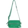 Compact Twin Zip Leather Crossbody Bag Green: X-35