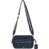 Compact Twin Zip Leather Crossbody Bag Navy: X-35