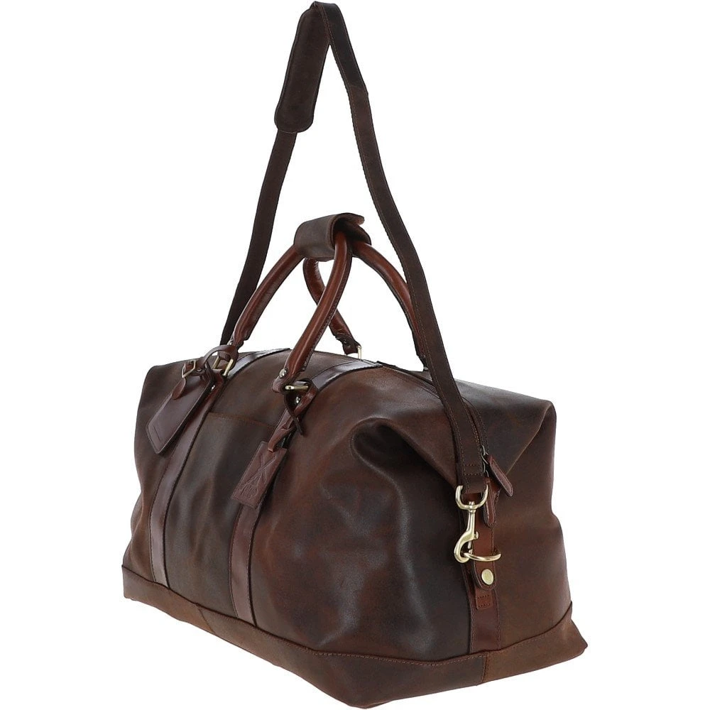 Cow Oily Leather Large Weekend Holdall Brown/Brandy: FEN-786 - Image 2