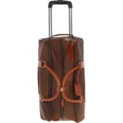 Cow Oily Leather Wheeled Weekend Travel Holdall Brown/Tan: FEN-780